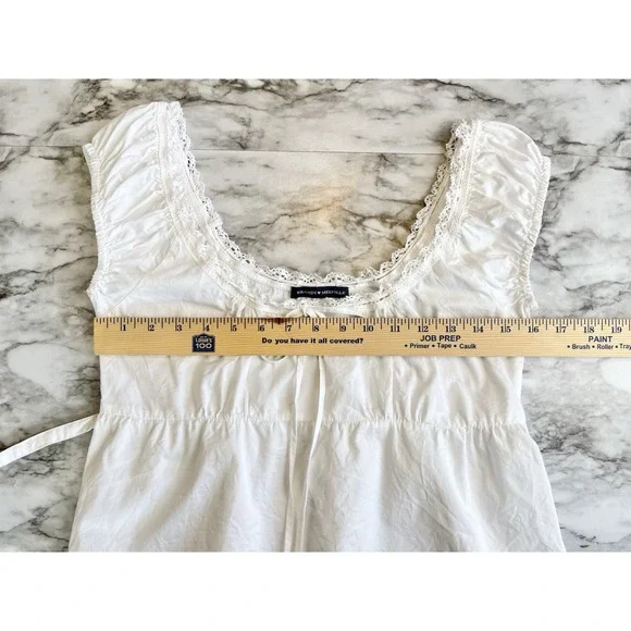 Brandy Melville Babydoll Top White 100% Cotton Ribbon Crochet Coquette Sz M/L? - Picture 6 of 7